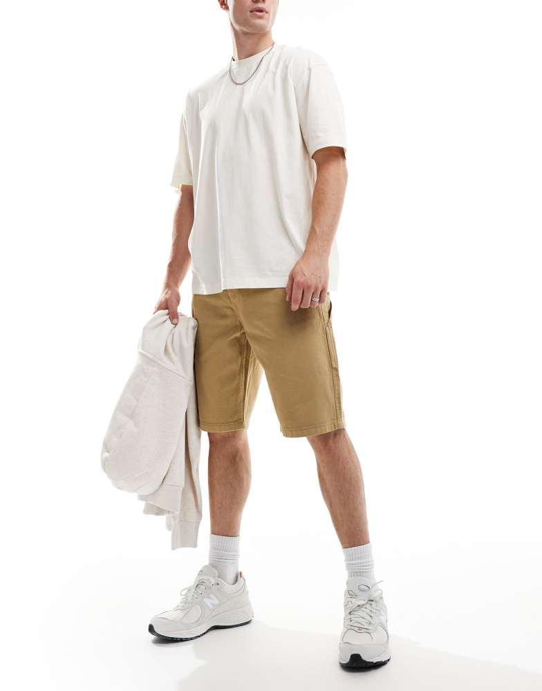 Brave Soul Brave Soul cotton twill worker carpenter shorts in stone