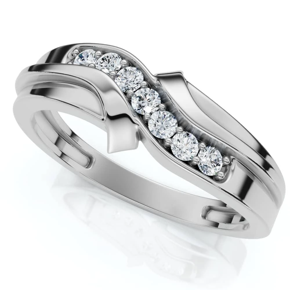 Pompeii3 Men
s Diamond Curve Polished Wedding Ring Lab Grown 10k Gold 2