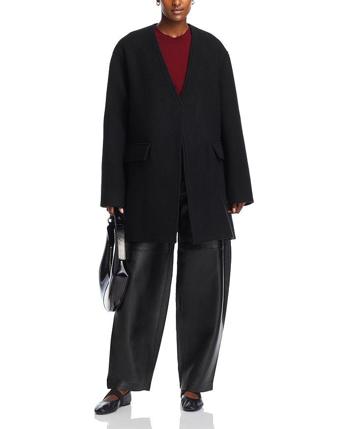 CO Collarless Wool Coat