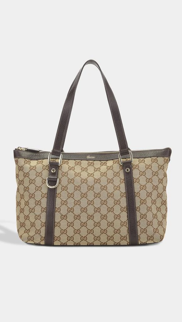 What Goes Around Comes Around Gucci Brown Canvas Abbey Zip Tote 1