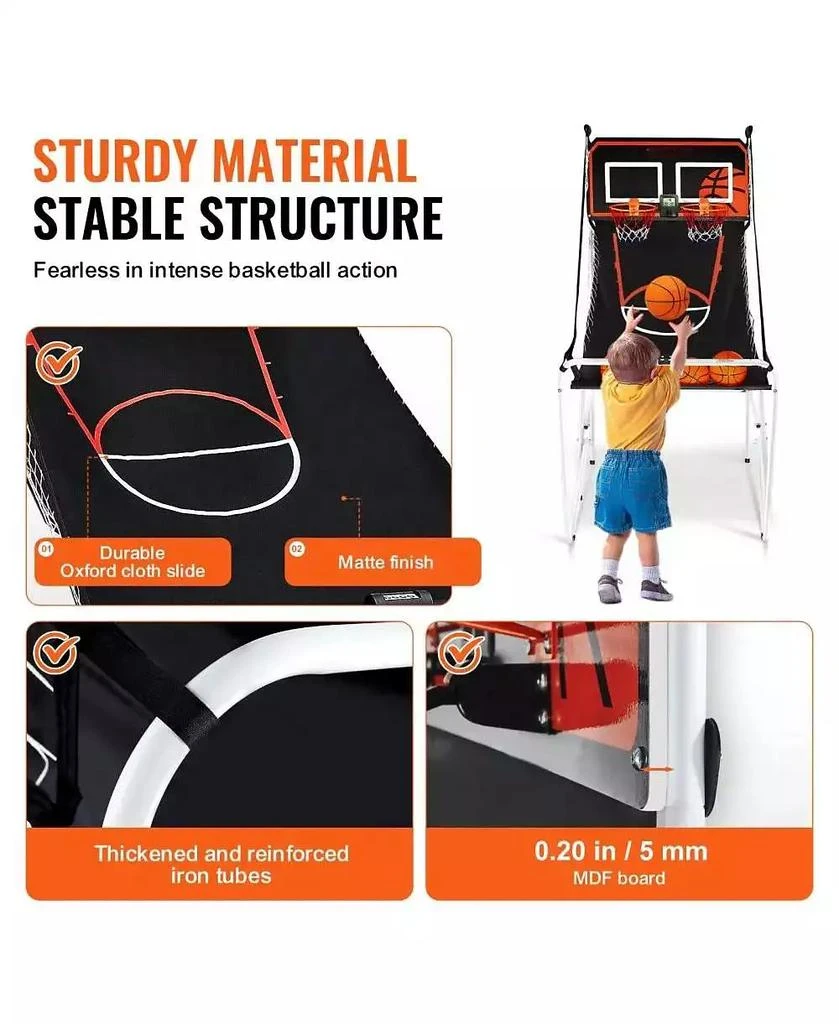 HONGGE Indoor Basketball Arcade Game with Dual Hoops Electronic Scoring Foldable Steel Frame for Family Competition 6