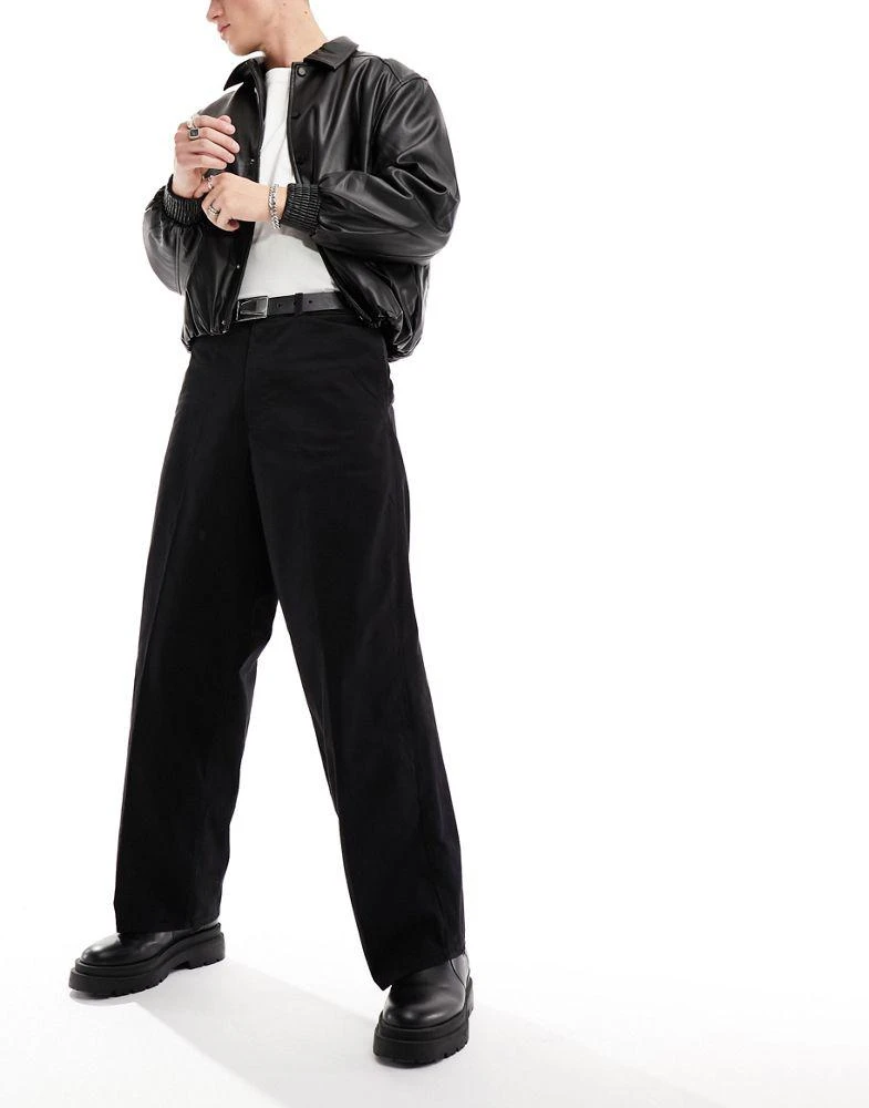 Weekday Weekday Astro loose fit wide leg trousers in black 1