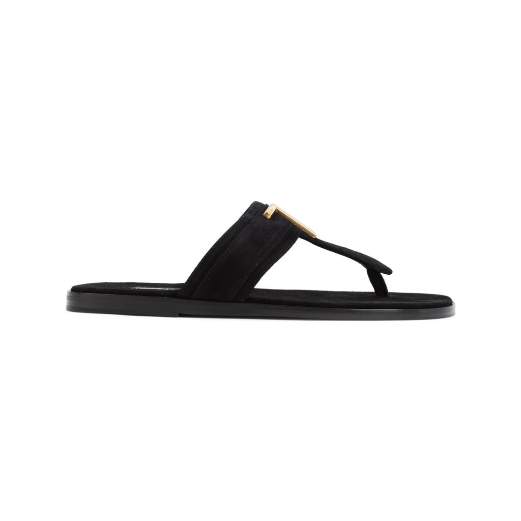 サンダル・ミュール TOM FORD Black Leather Sandals TOM FORD Zenith chain-embellished leather slingback sandals