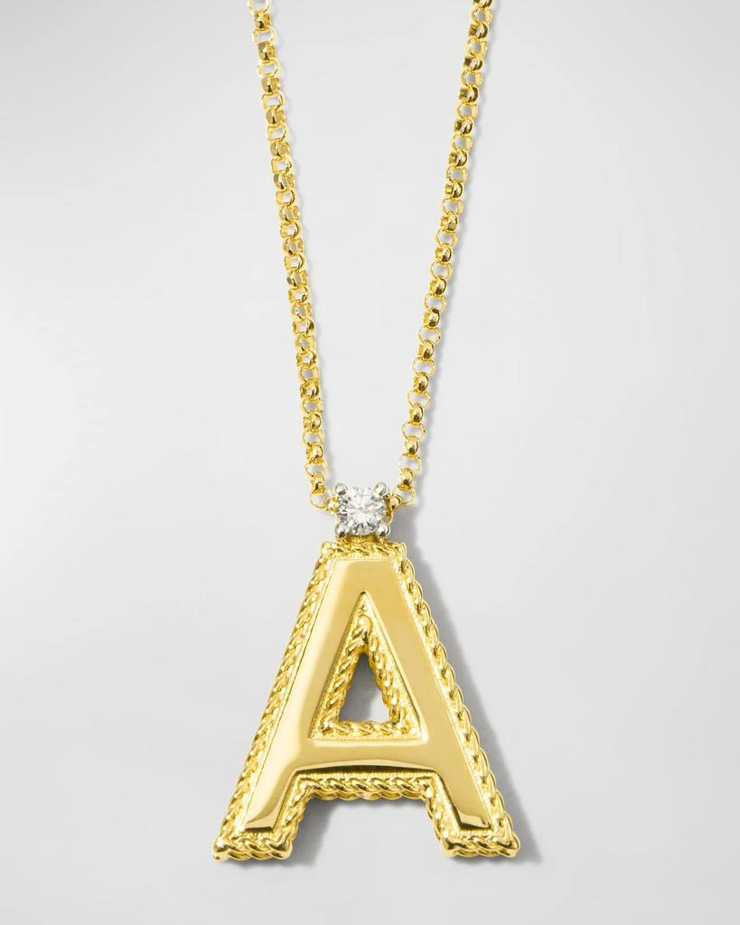 Roberto Coin Princess 18K Yellow Gold Diamond Initial Necklace, A 1