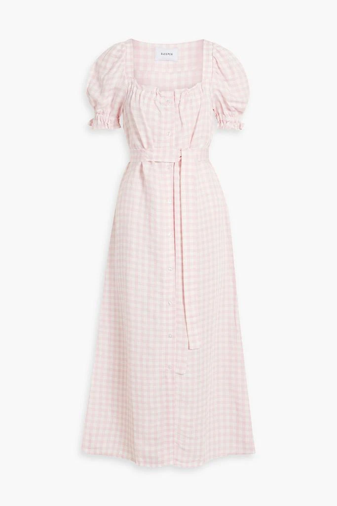 Sleeper Brigitte gingham linen-blend midi dress 1