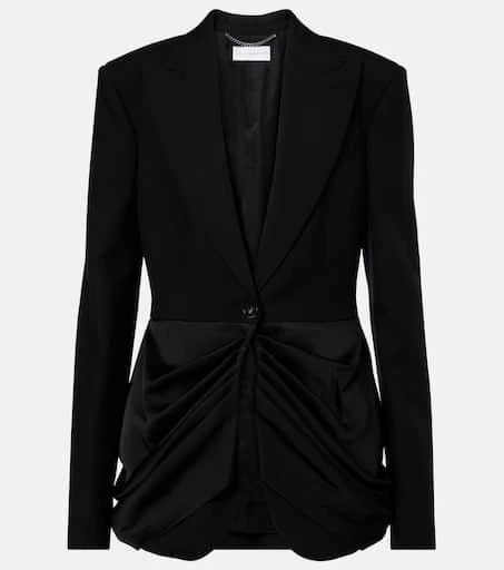 Stella McCartney Draped satin-trimmed wool blazer 1
