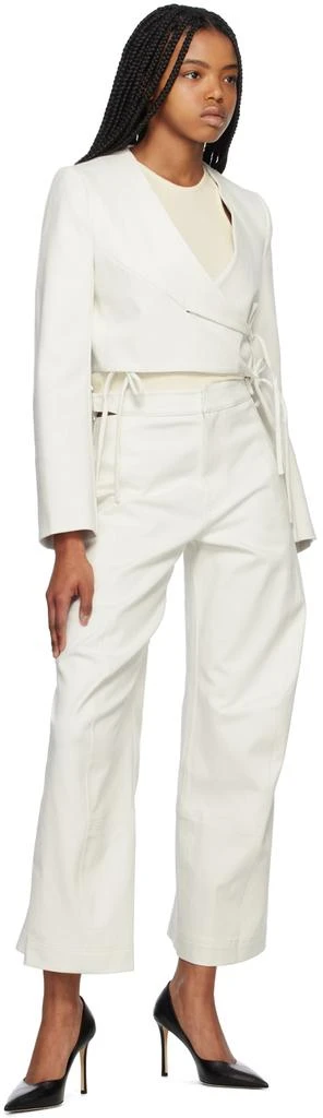 Yuzefi Off-White Wrap Split Denim Blazer 4