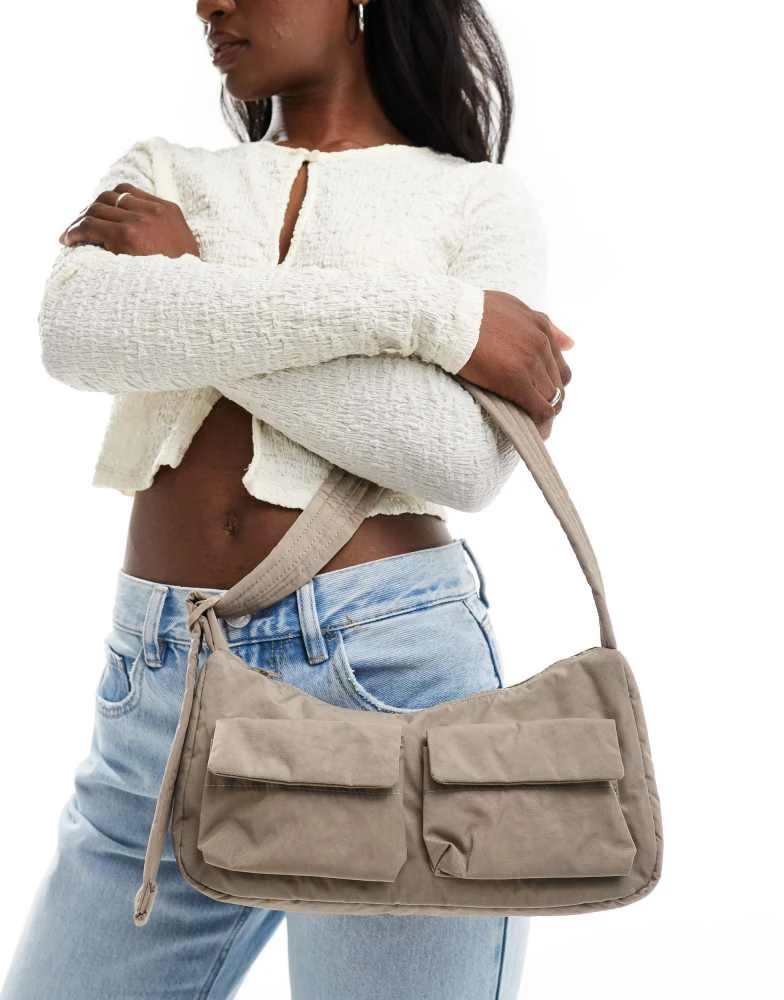 Baggu Baggu cargo nylon shoulder bag in dove grey 3