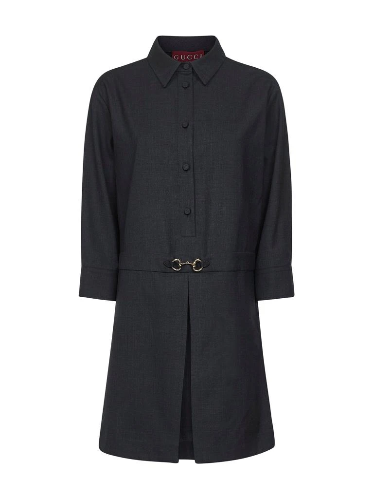 Gucci GUCCI | Gray wool shirt dress with Horsebit | Women | 42 1