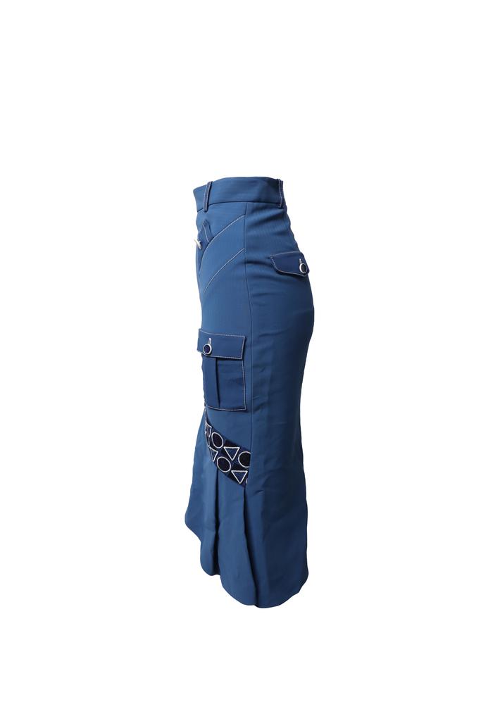 PETER PILOTTO Geometric Skirt in Blue Viscose