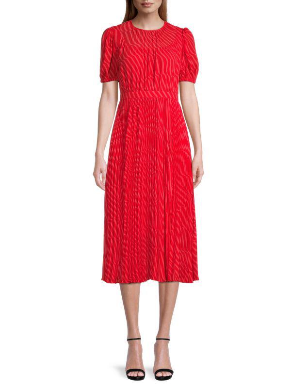 Alice by Temperley Elyse Striped Pleated Midi Dress