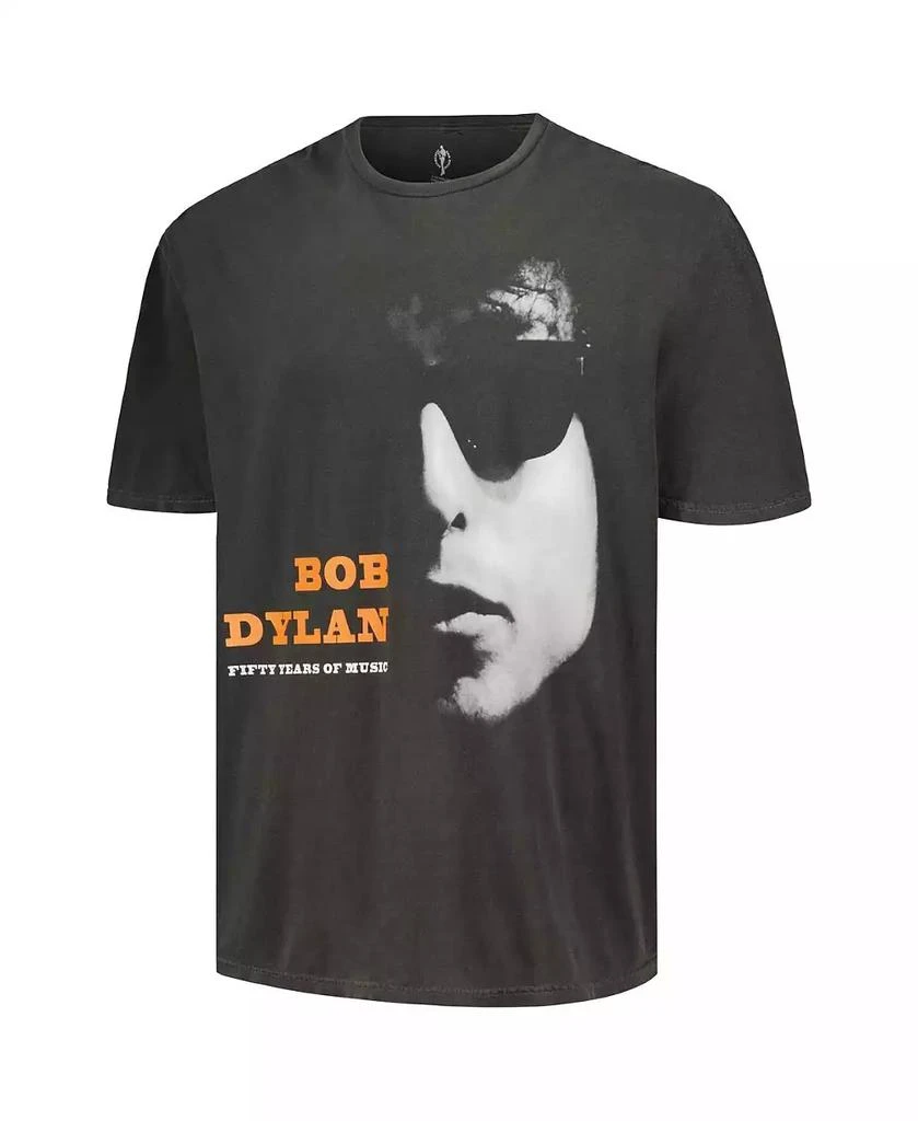 Philcos Men's Black Distressed Bob Dylan 50 Years Washed Graphic T-shirt 2