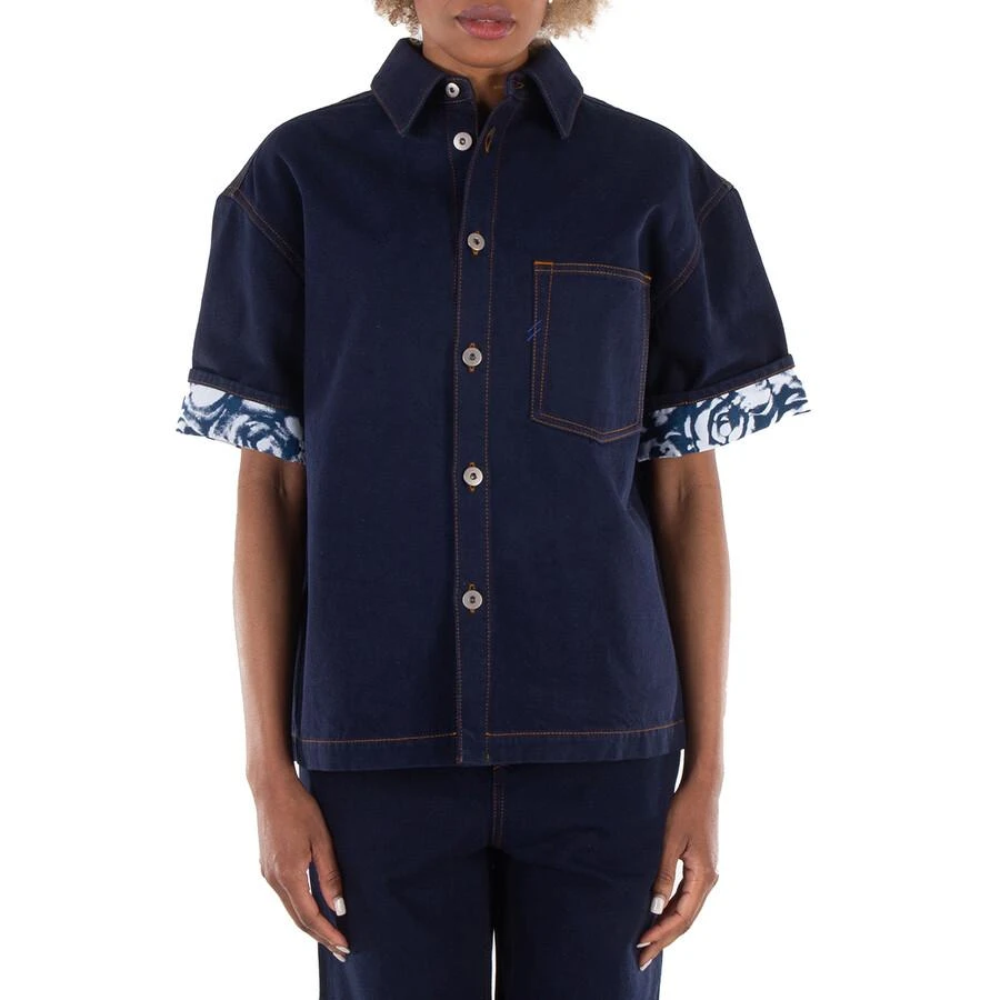 Burberry Burberry Logo-Patch Denim Cotton Shirt, Size Small 1