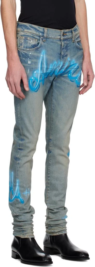 AMIRI Blue Amiri Airbrush Logo Skinny Jeans 2