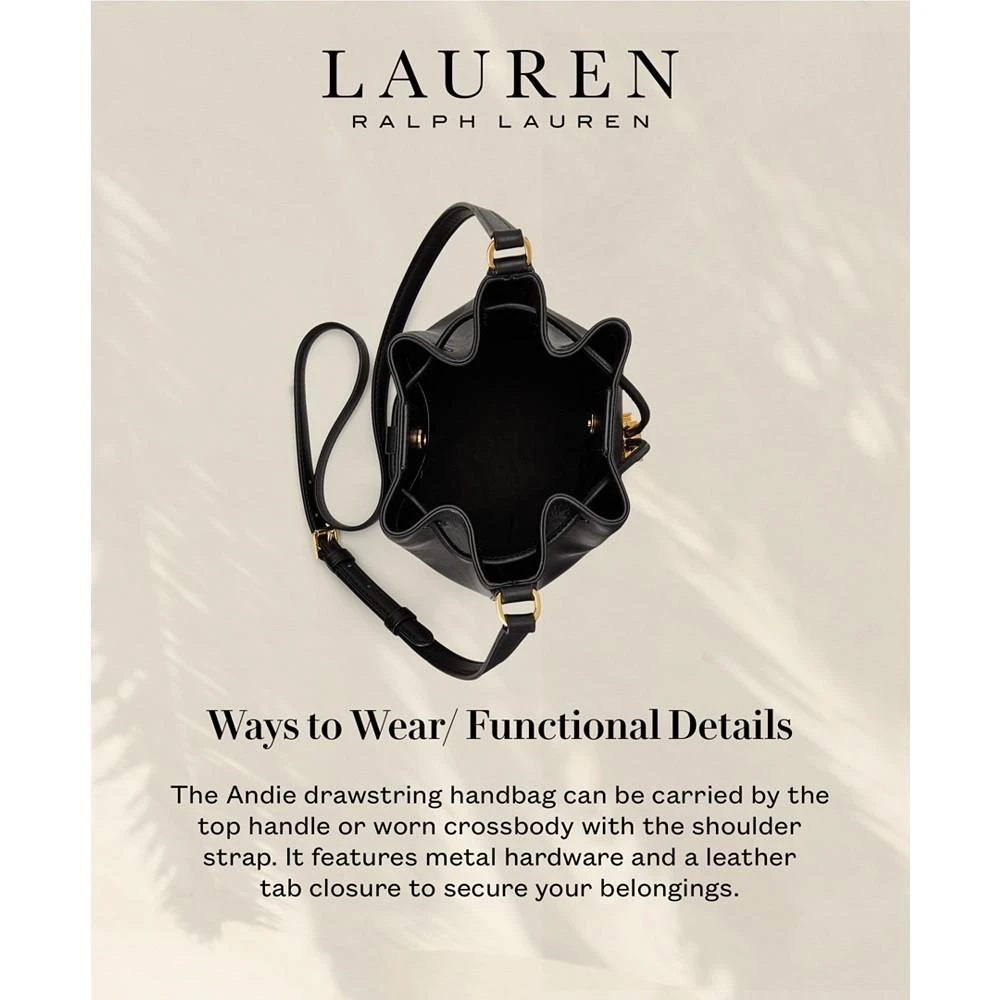 Lauren Ralph Lauren Women's Smooth Leather Medium Andie Drawstring Bag 3
