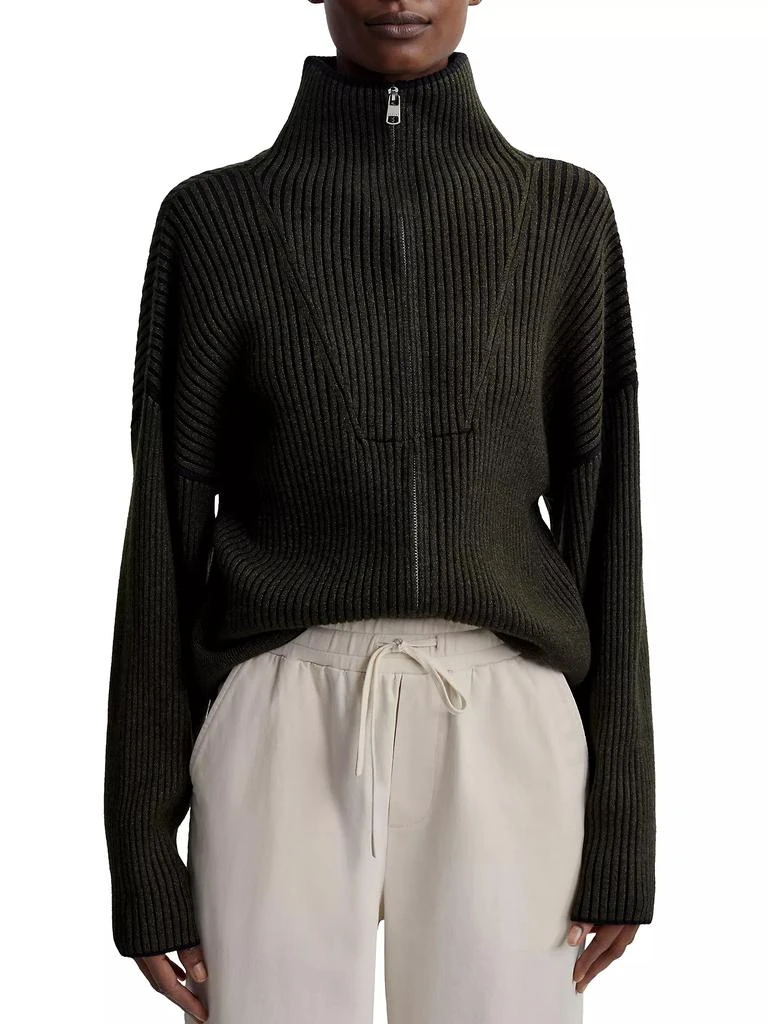 Varley Carmen Zip-Front Rib-Knit Sweater 3
