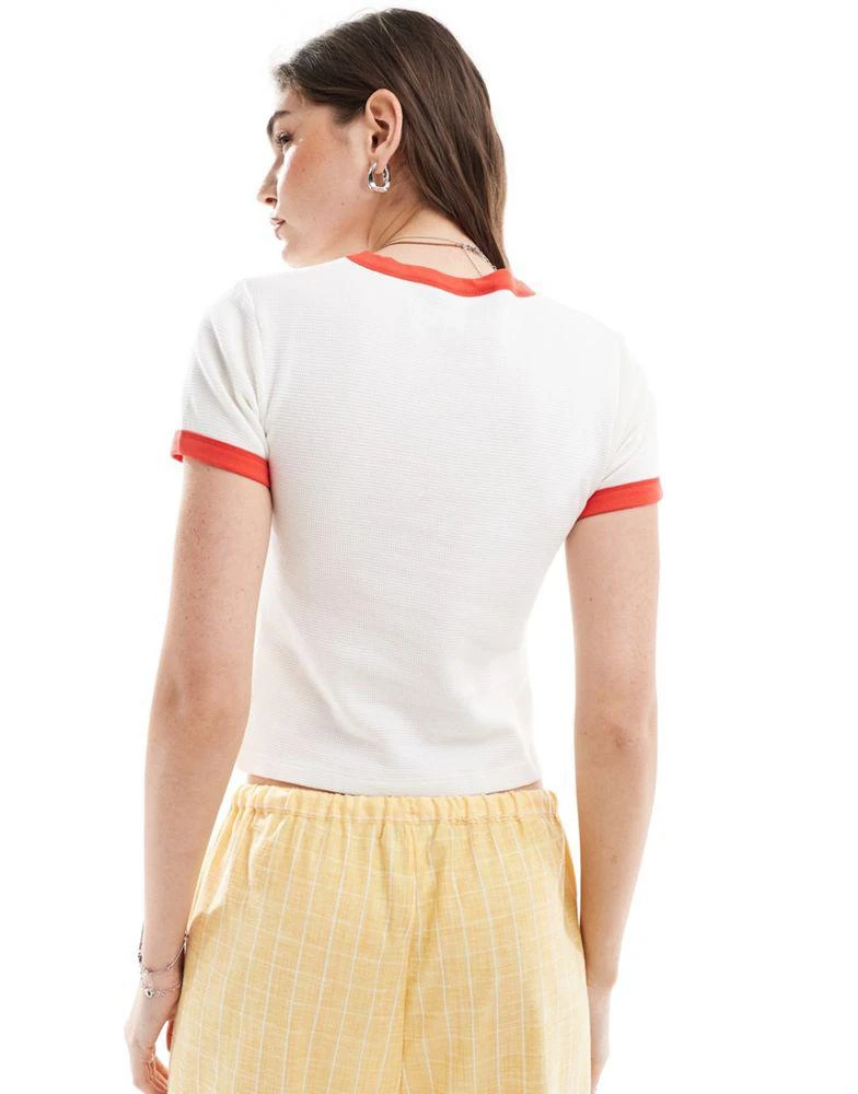 ASOS ASOS DESIGN waffle ringer baby tee with mallorca graphic in cream 3