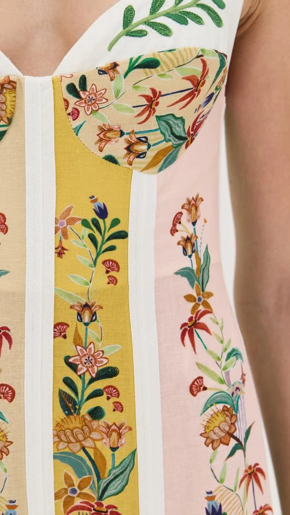 Farm Rio Delicate Floral Stripes Multicolor Sleeveless Gore Dress 5