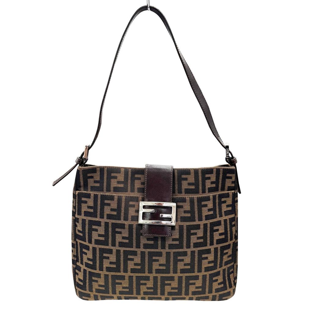 Fendi Canvas Leather Shoulder Bag (Pre-Owned)