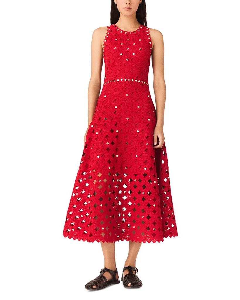 Maje Crochet Dress with Mirror Embellishments 1