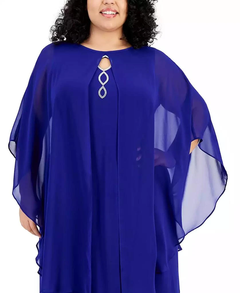 Connected Plus Size Cape-Overlay Sheath Dress 3