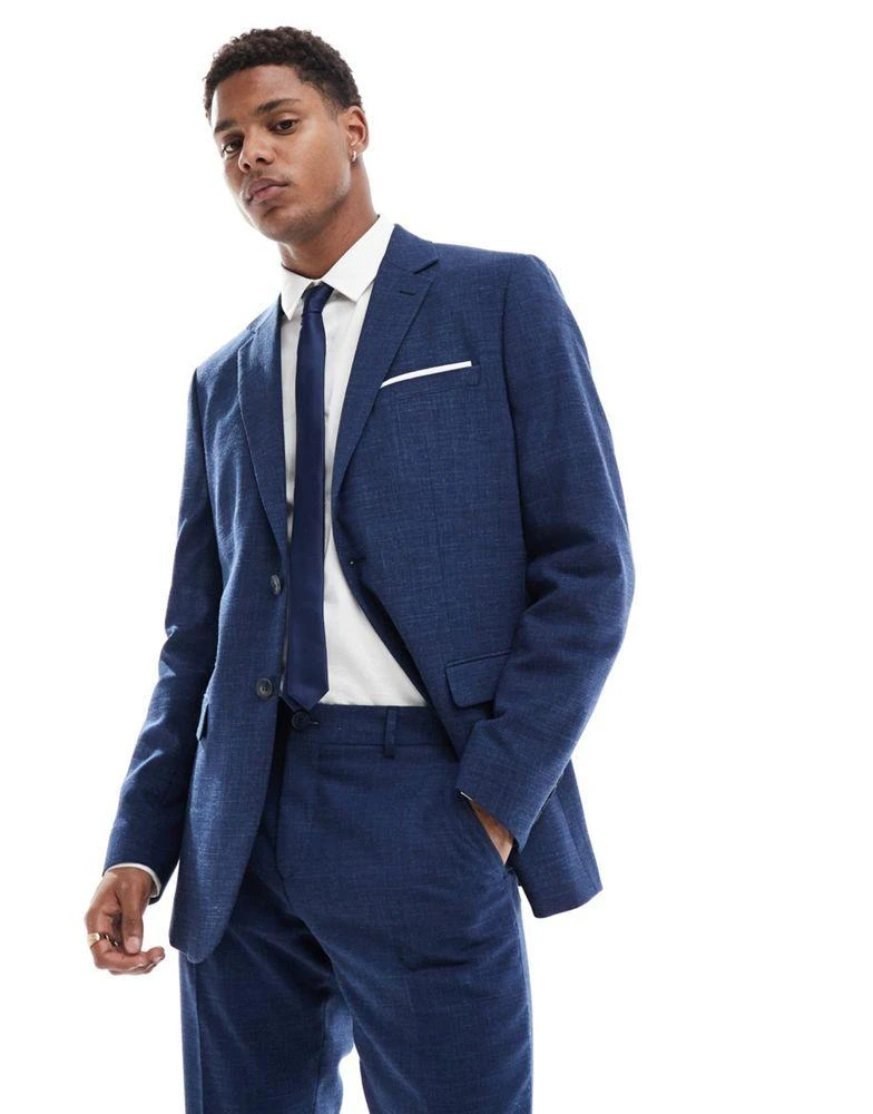 Selected Homme Selected Homme linen mix slim fit suit jacket in dark navy 1