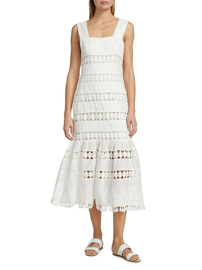 Zimmermann Pop Linen Lace Paneled Midi-Dress 3