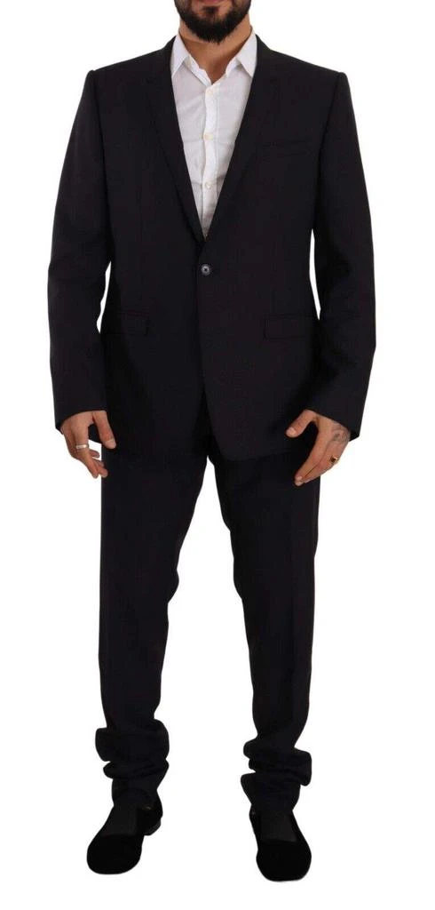 Dolce & Gabbana Dolce & Gabbana Blue GOLD Wool Single Breasted 2 Piece Suit 1