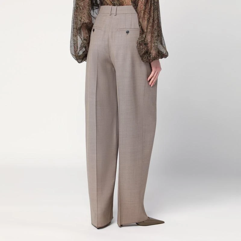 Yves Saint Laurent Wide taupe beige wool trousers 4