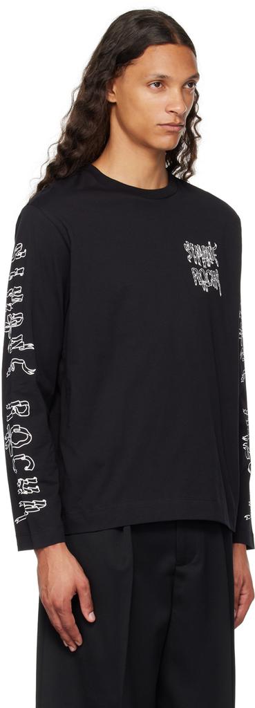 Simone Rocha Black Printed Ribbon Logo Long Sleeve T-Shirt