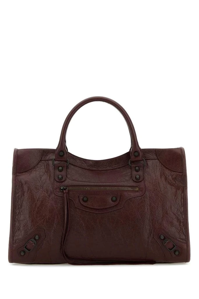Balenciaga Burgundy Leather Medium Le City Handbag 1