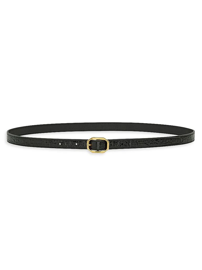 Yves Saint Laurent Frame Thin Belt in Crocodile-Embossed Leather 5