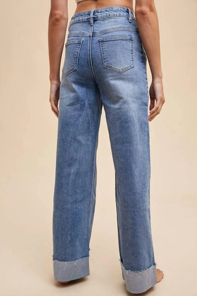 AnnieWear Anniewear - 90's Stretch Cuffed Hem High Rise Straight Jean 2