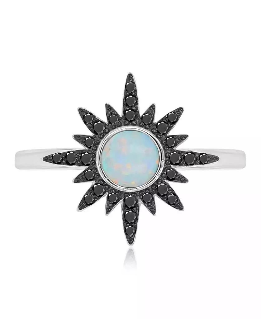 Macy
s Black Spinel (0.218 ct. t.w.) and White Opal (5 mm) Starburst Ring in Black Rhodium Over Sterling Silver