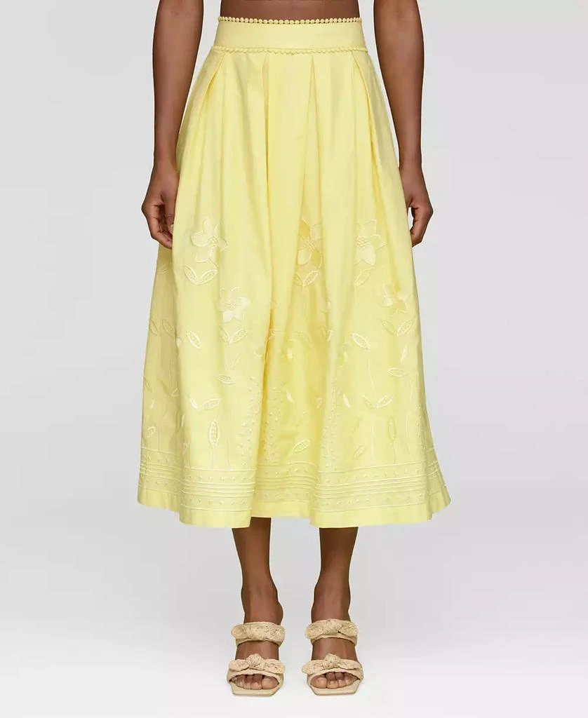 Avec Les Filles Women's Cotton Embroidered Midi Skirt 1