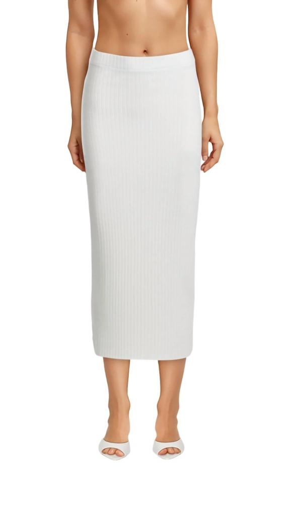 Enza Costa Rib Pencil Skirt In Winter White
