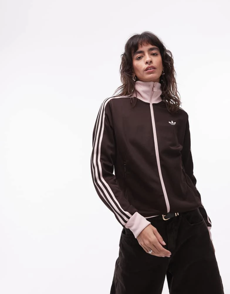 Adidas adidas Originals classic track jacket in brown and pink