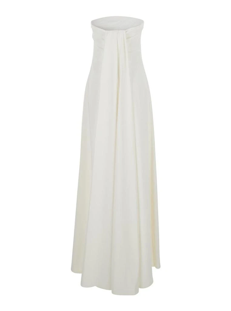 Jacquemus 'Le Robe Bustier' White Off-Shoulder Long Dress With Folded Train On The Rear In Viscose Stretch Woman 2