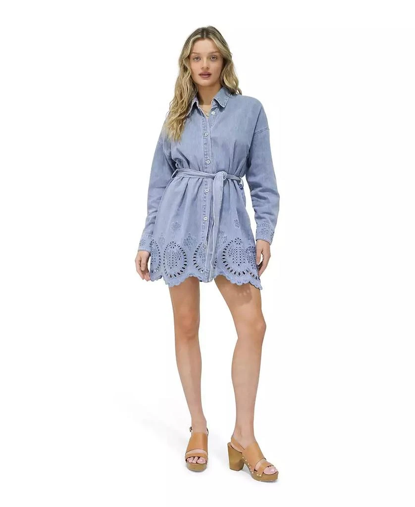 Belle 
Bloom Women
s Sunday Somewhere Denim Broderie Mini Shirt Dress 4