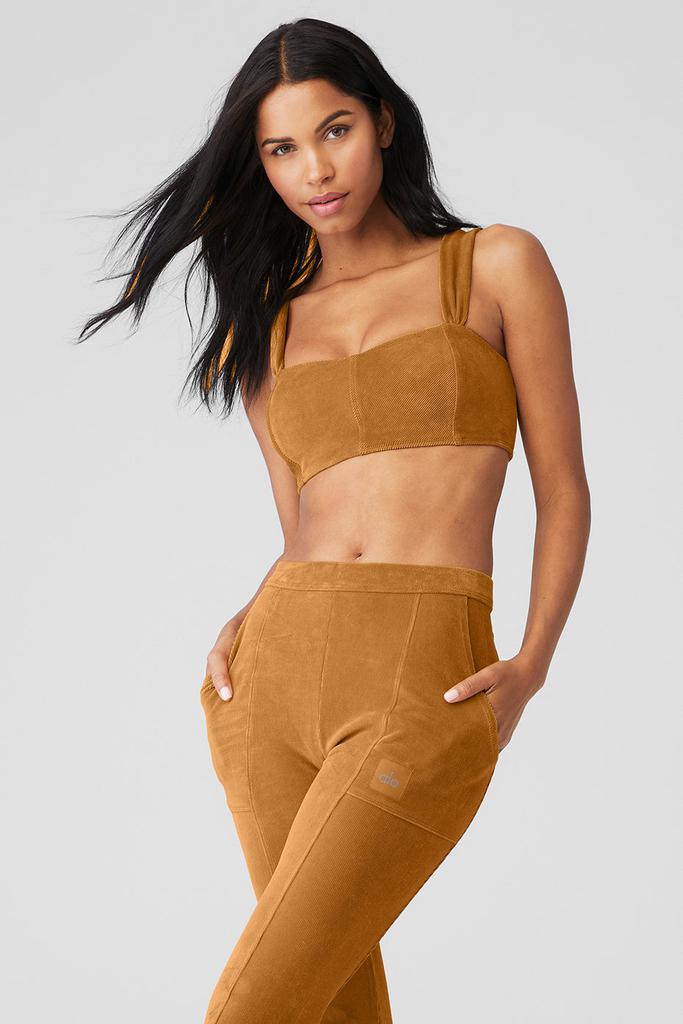 Alo Micro Corduroy Winter Break Bra - Toffee