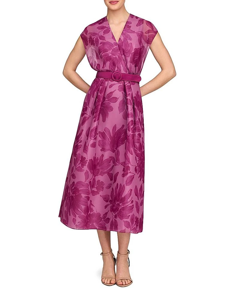 Kay Unger Brigid Floral Chiffon Belted Midi-Dress 3