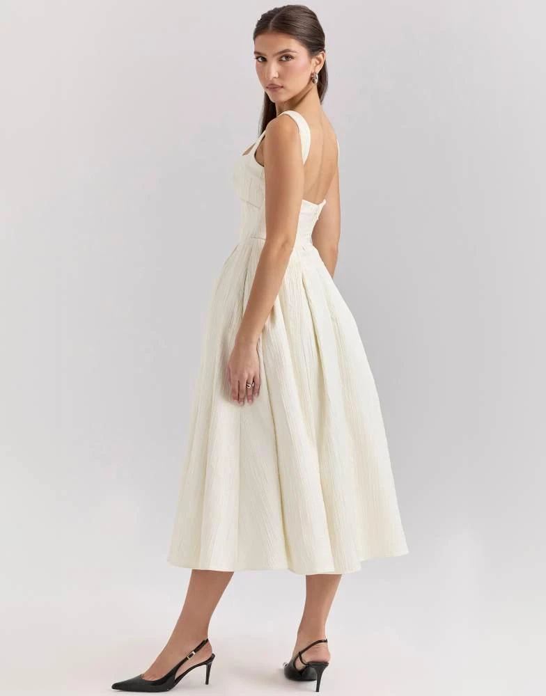 House of CB Isabeau satin corset midi dress in ivory  On Sale Now with Up  to 50% Off | Discover Exclusive Deals & Savings at BeyondStyle  Authentic  House of CB