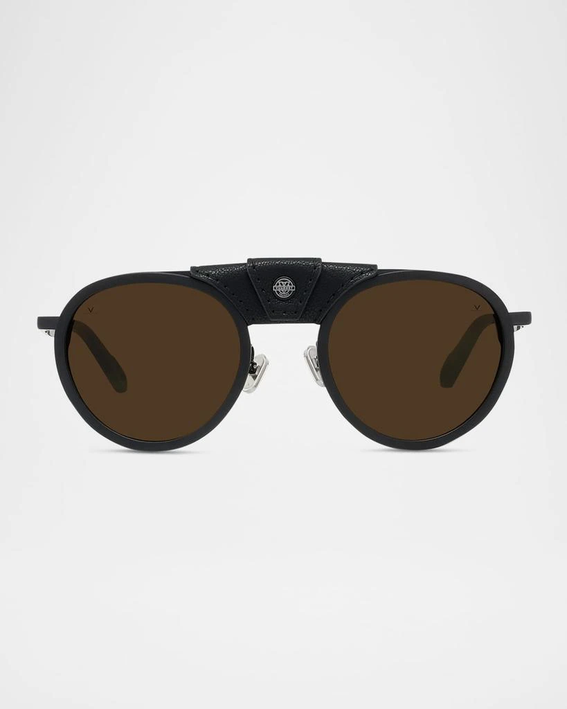 Vuarnet Men's Glacier 02 Titanium Round Sunglasses with Side Shields and Cord 1