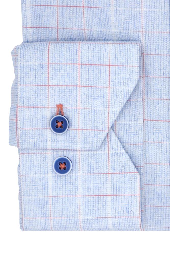 Lorenzo Uomo Trim Fit Windowpane Check Cotton Blend Dress Shirt