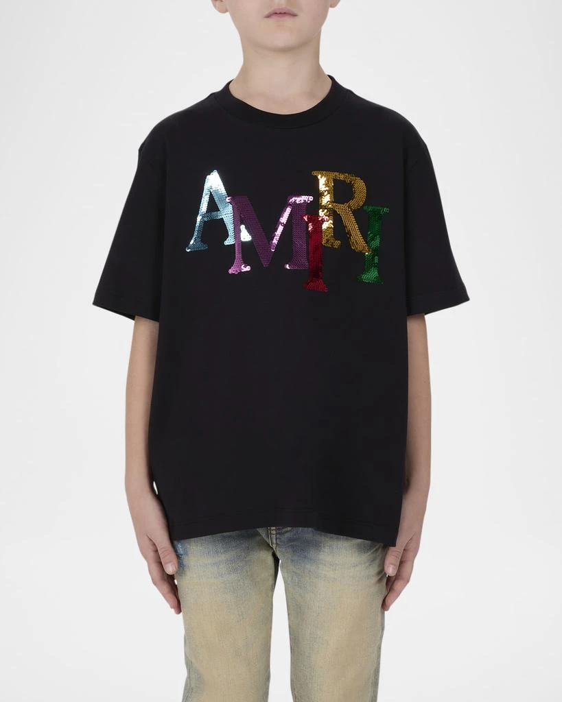 AMIRI Kid's Staggered Sequin Logo Short-Sleeve T-Shirt, Size 4-12 3