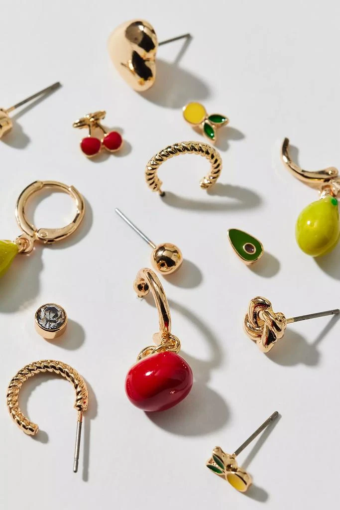 Urban Outfitters Fruit Basket Charm Post And Hoop Earring Set 1
