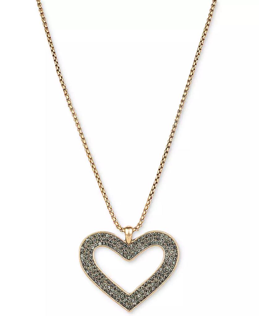 Patricia Nash Gold-Tone Pavé & Heart Pendant Necklace, 30" + 3" extender