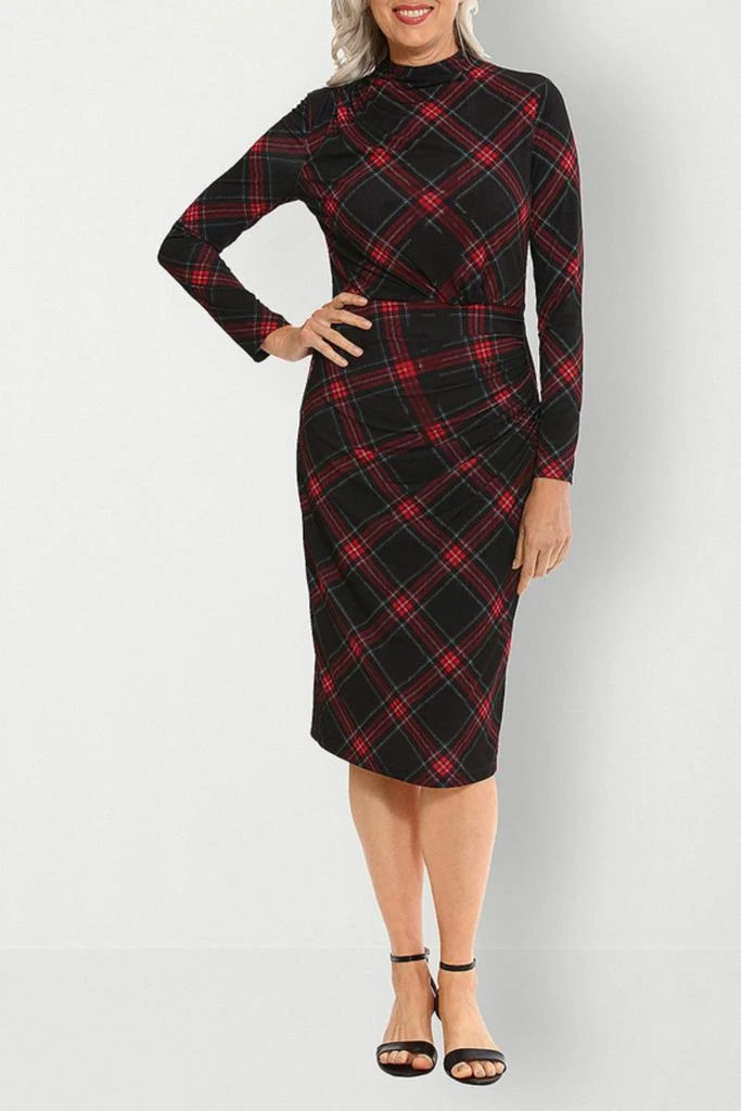 Shop Clover And Sloane - Plaid Ruched Mock Neck Midi Dress on Sale at  BeyondStyle  Get 44% Off Clover And Sloane - Plaid Ruched Mock Neck Midi  Dress with Limited-Time Flash