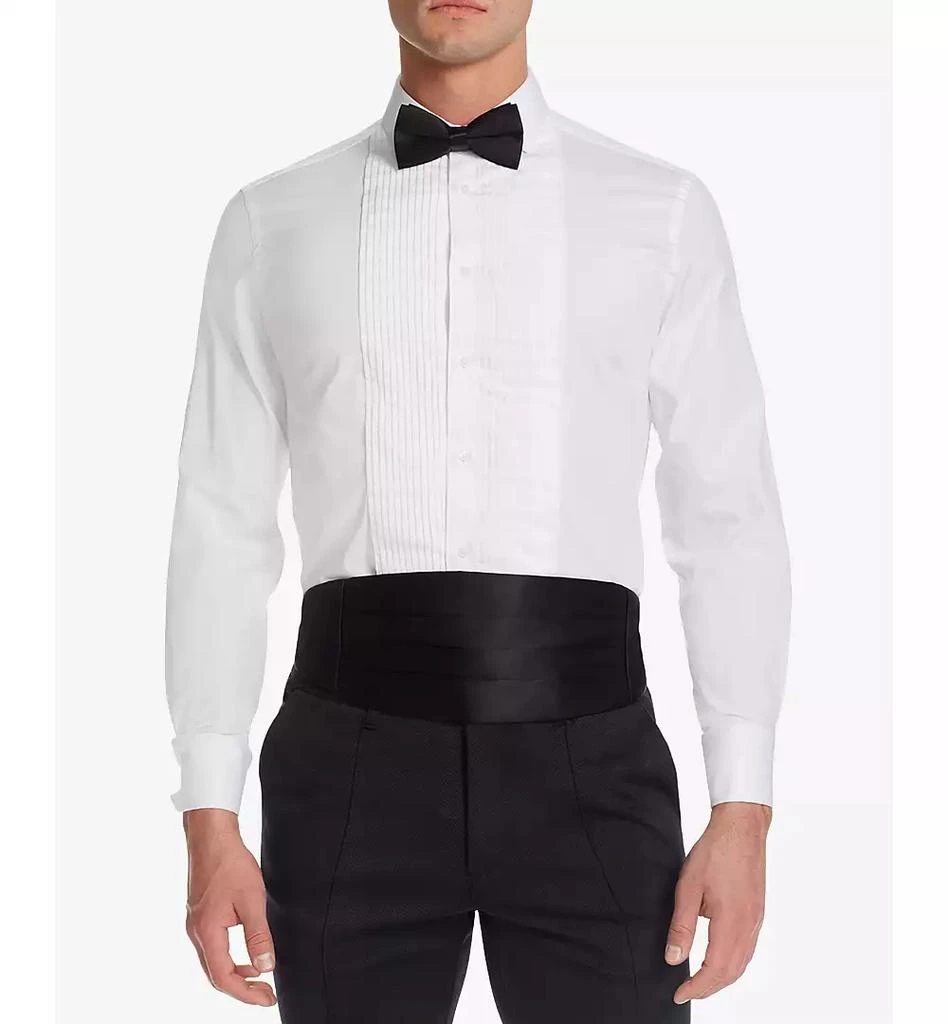 MICHELSONS OF LONDON Stretch Pleated Bib French Cuff Tuxedo Shirt, Regular & Slim Fit 4
