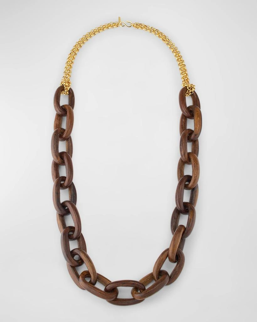 Kenneth Jay Lane Gold-Plated and Wooden Link Necklace